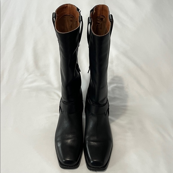 Band of the Free Black Leather Moto Harness Mid-Calf Boots - Picture 3 of 12
